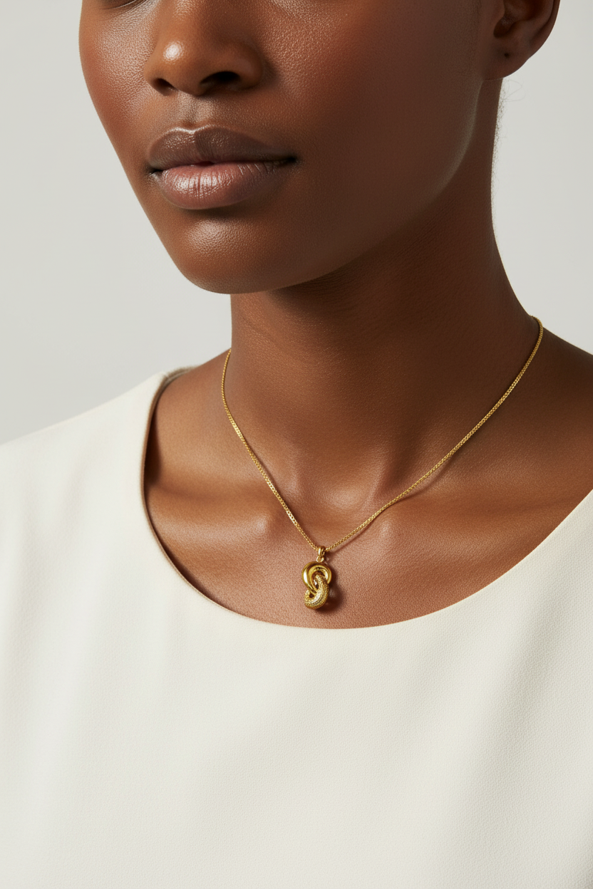 Gold pendant necklace lifestyle image