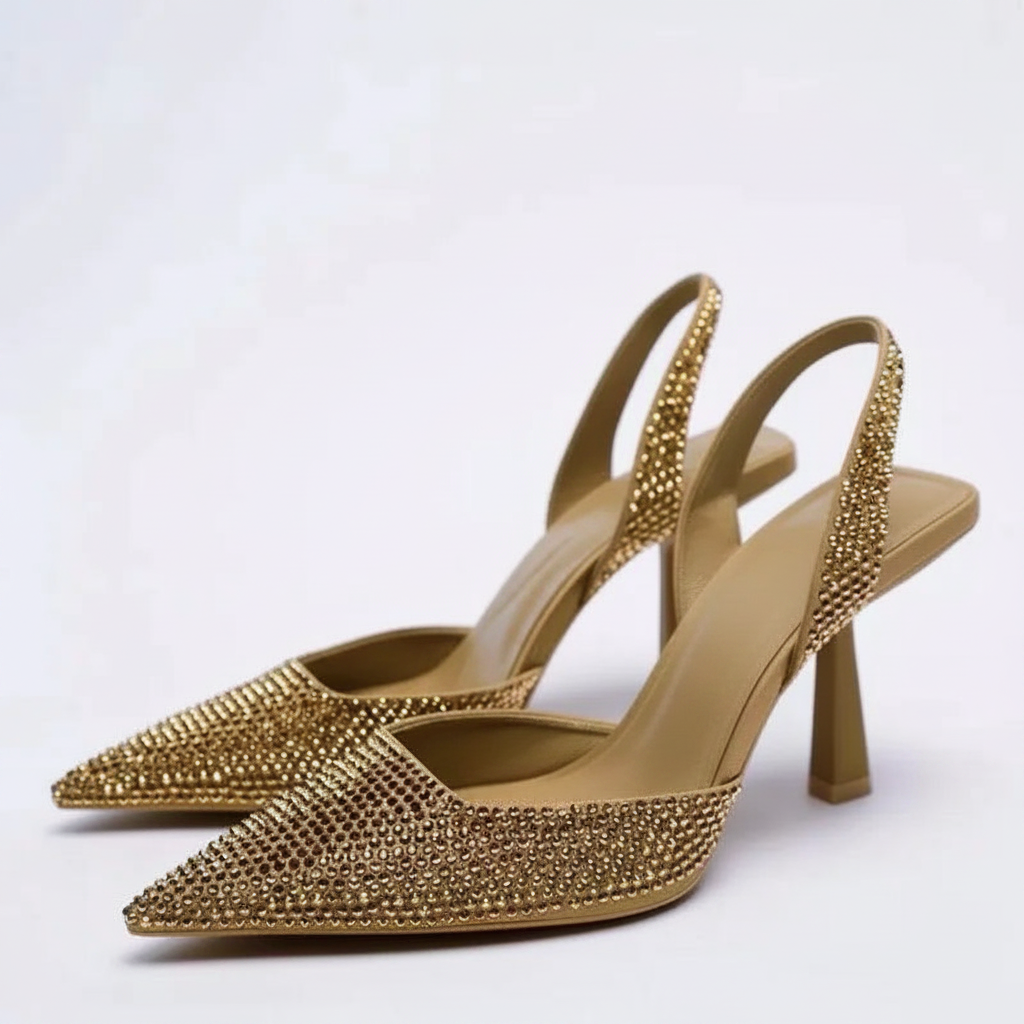 Gold Rhinestone Pumps