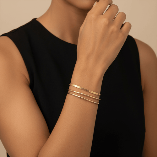 Flat Herringbone Snake Chain Bracelet | 18K Gold | 3mm | The PM Edit - The PM Edit