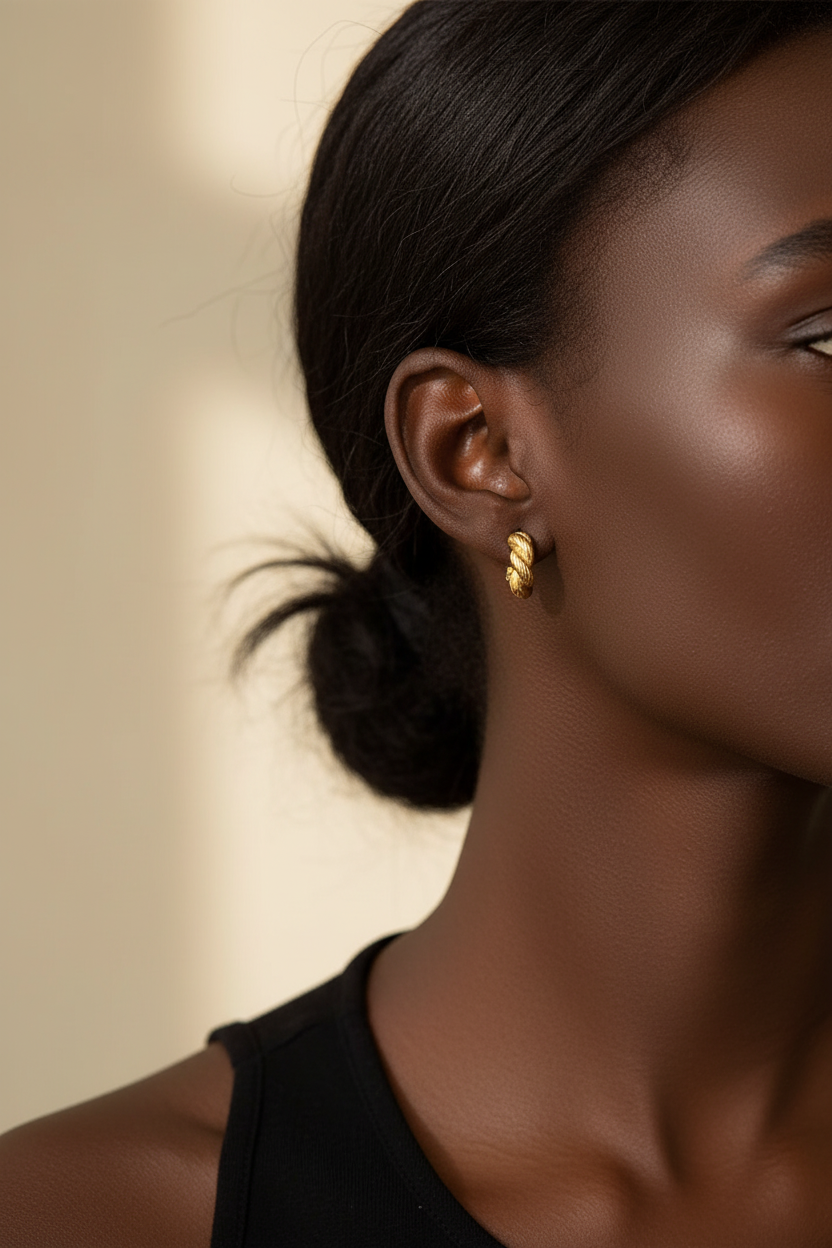Twisted Geometric Gold Hoop Earrings