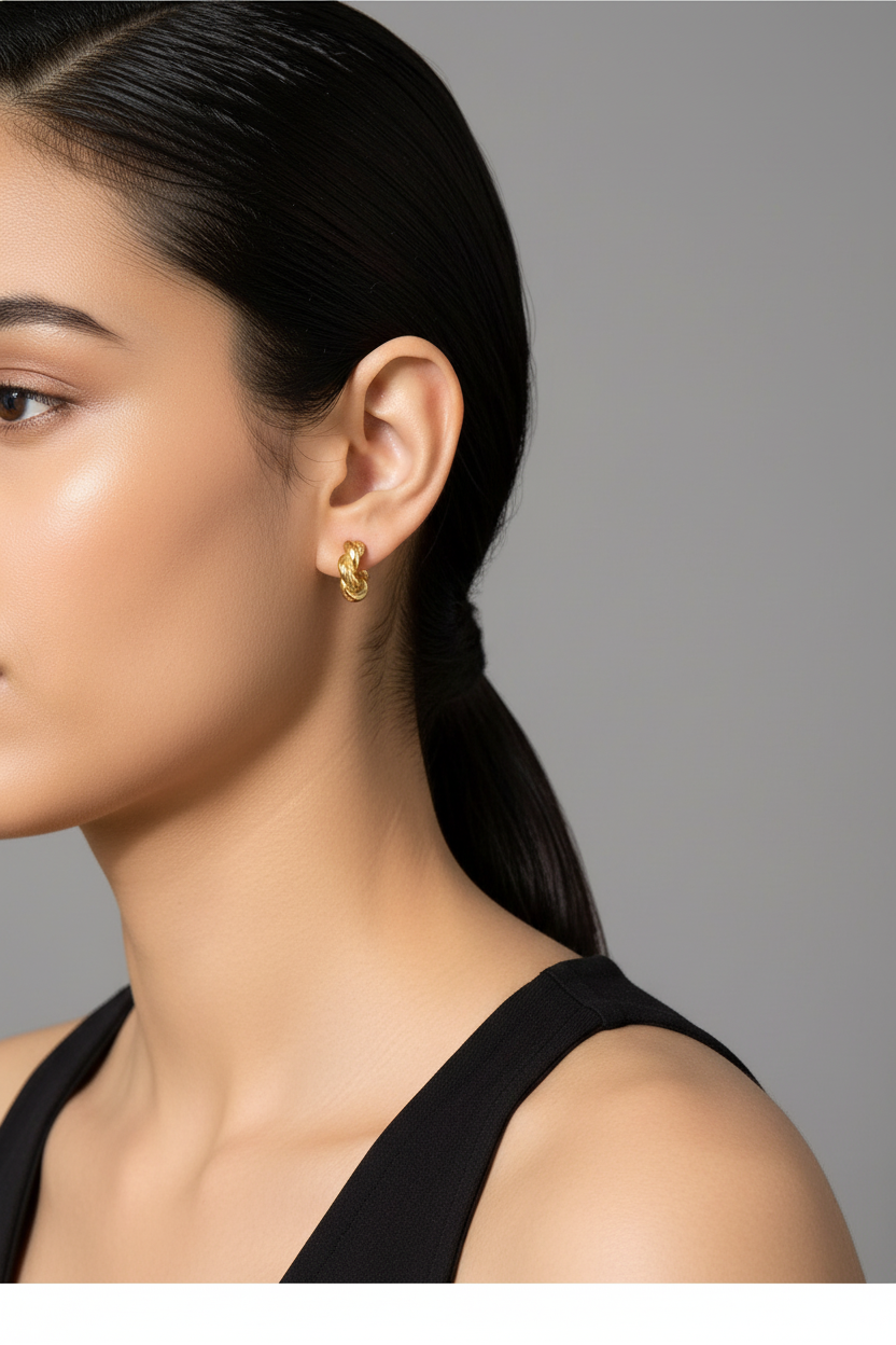 Twisted Geometric Gold Hoop Earrings
