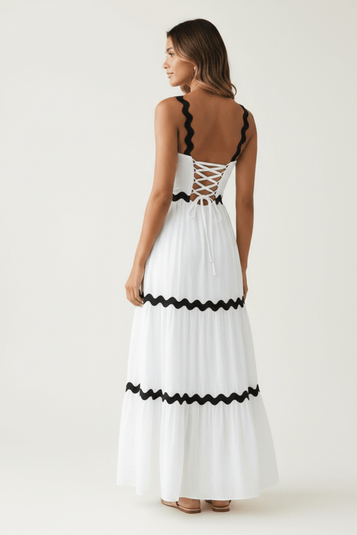 Tiered Maxi Dress with Scalloped Trim | 2 Colors | S–XL - The PM Edit