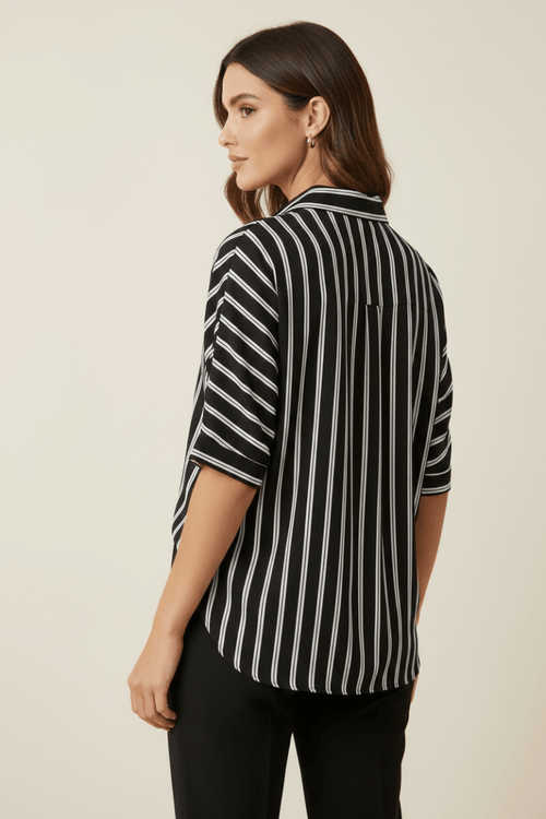 Striped Collared Half-Sleeve Shirt | 3 Colors | S–2XL - The PM Edit