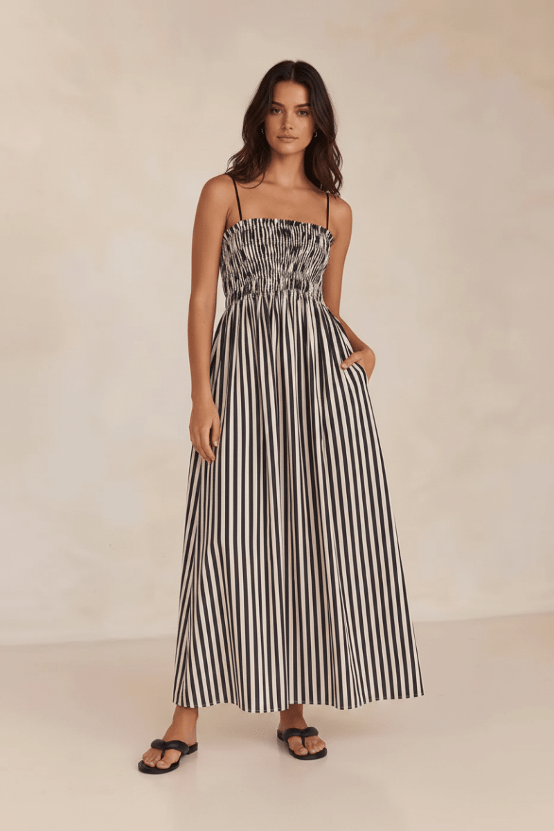 Smocked Striped Square Neck Cami Dress - The PM Edit