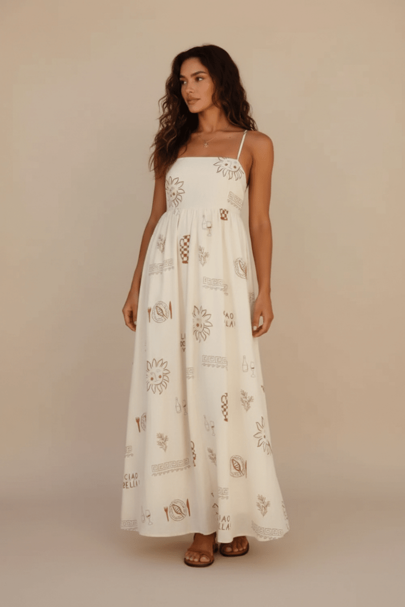Printed Square Neck Maxi Cami Dress - The PM Edit