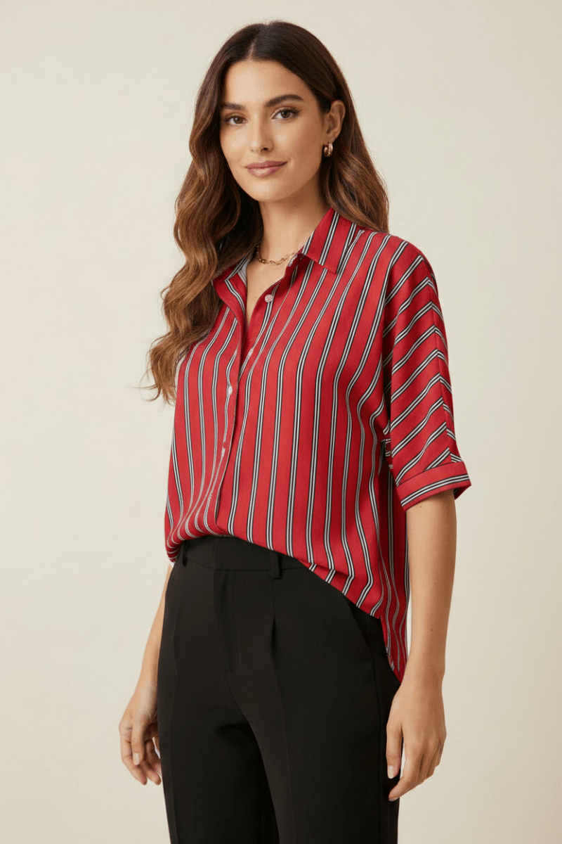 Striped Collared Half-Sleeve Shirt | 3 Colors | S–2XL - The PM Edit