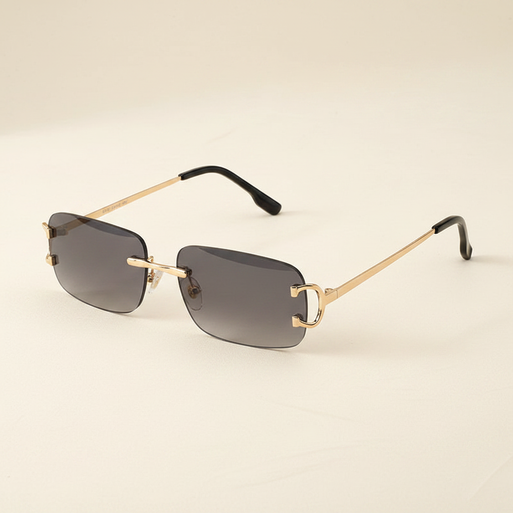 Black rectangular UV400 sunglasses product image