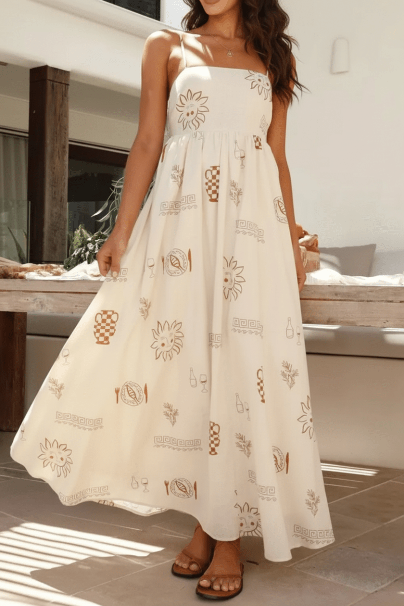 Printed Square Neck Maxi Cami Dress - The PM Edit
