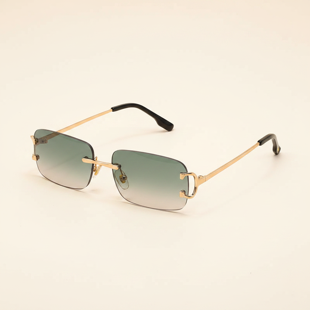 Green rectangular UV400 sunglasses product image