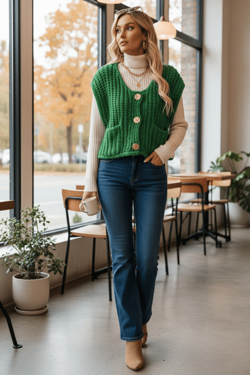 Sleeveless Knit Cardigan Vest - The PM Edit