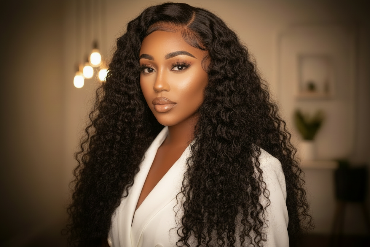 Deep‑Wave Glueless HD Lace Front Wig – 200% Density, 13×4 Full Frontal