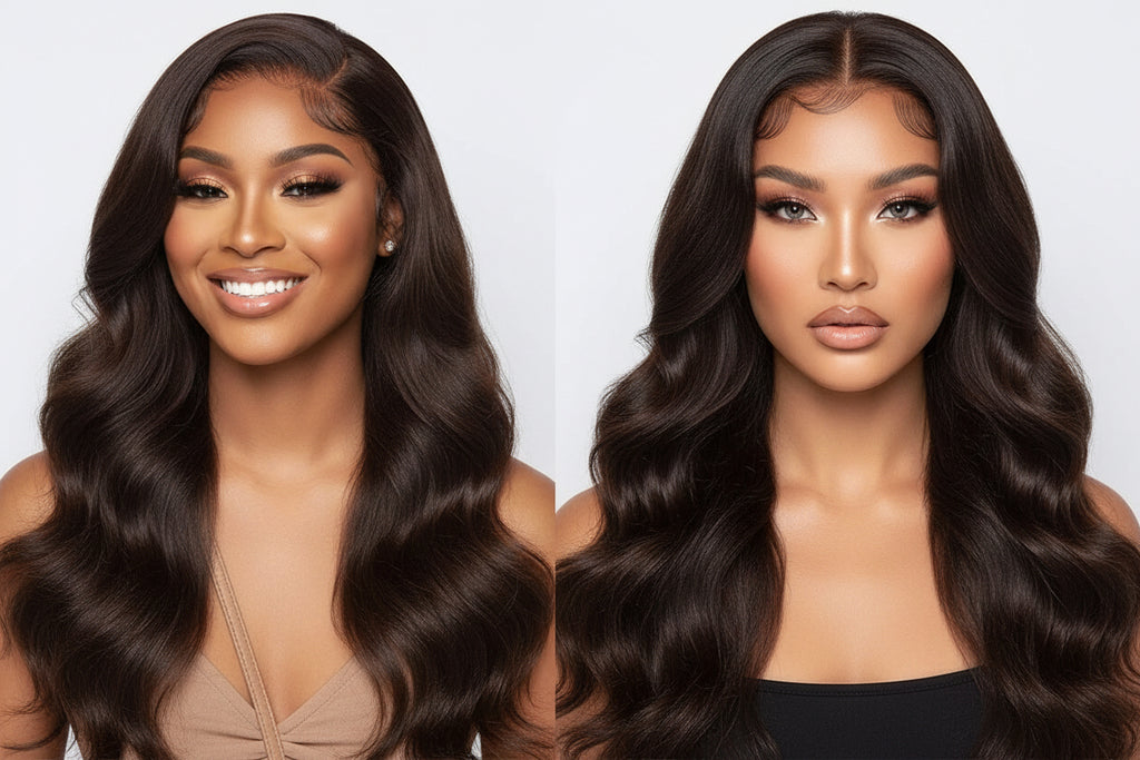 Chocolate Brown Body Wave 13x4 Lace Frontal Wig | HD Lace| 180% Density | 100% Human Hair | Pre Plucked With Baby Hair