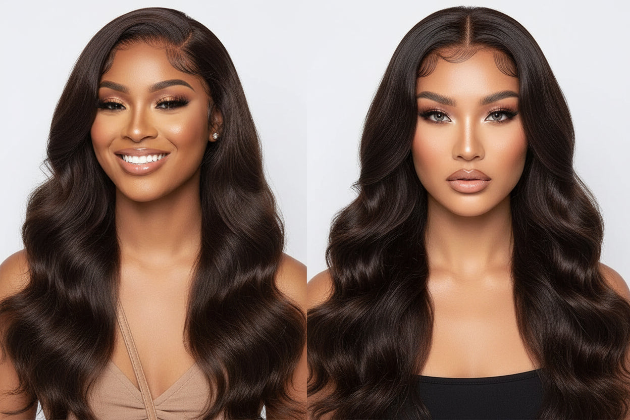Chocolate Brown Body Wave 13x4 Lace Frontal Wig | HD Lace| 180% Density | 100% Human Hair | Pre Plucked With Baby Hair