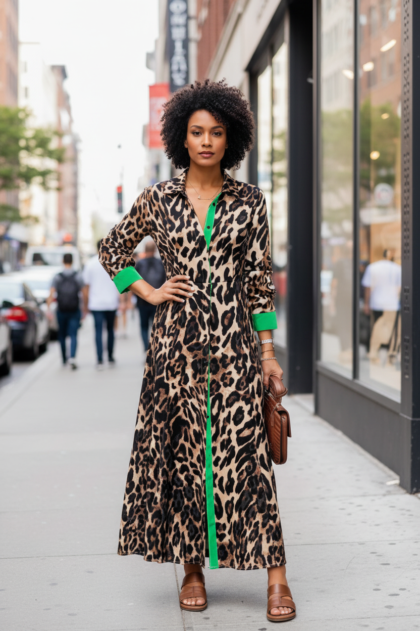 Leopard Dress Army Green
