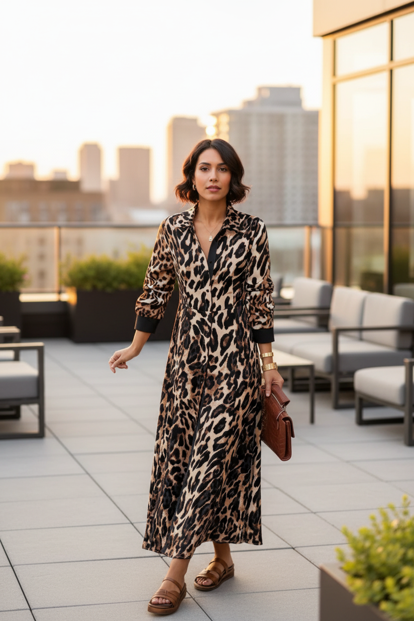 Leopard Dress Black - Regenerated