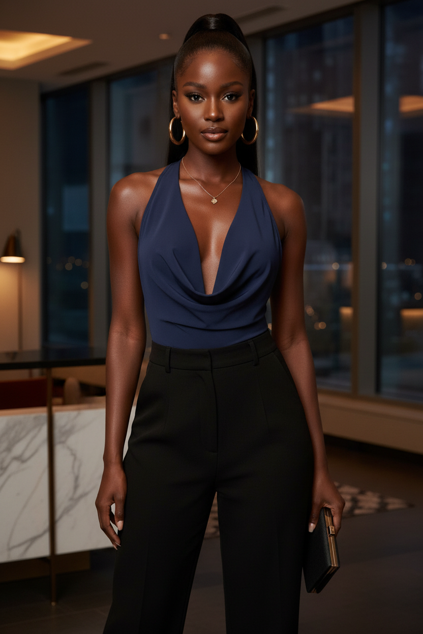 Navy — Black Trousers Indoor