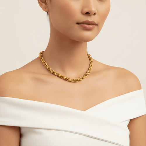 Twisted Rope Chain Necklace & Bracelet | 18K Gold Plated Stainless Steel | The PM Edit - The PM Edit