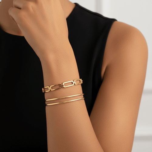Paperclip Chain Bracelet | 18K Gold Rectangular Link | The PM Edit - The PM Edit