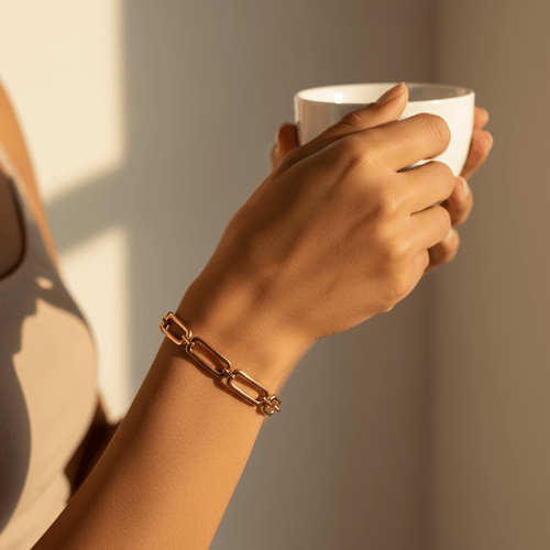 Paperclip Chain Bracelet | 18K Gold Rectangular Link | The PM Edit - The PM Edit