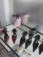 Load and play video in Gallery viewer, Pointed-Toe Strappy Slip-On Heels
