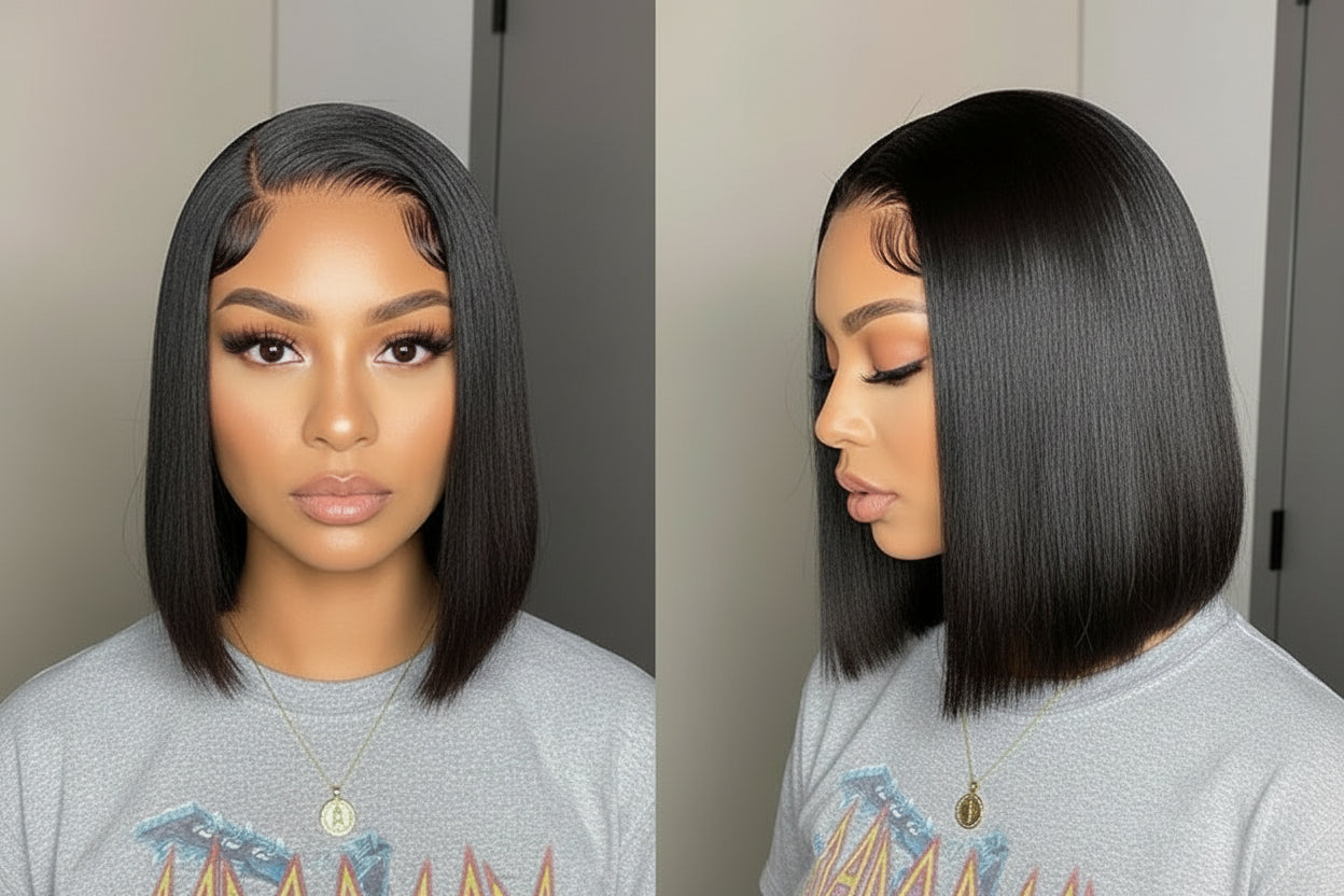 13x4 HD Lace Front Short Bob Wig 180% Density | 100% Human Hair
