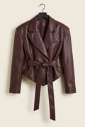 Red-brown wrap jacket — hanger