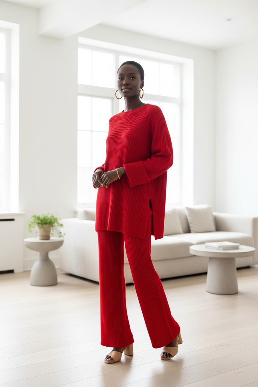 Red Knit Set