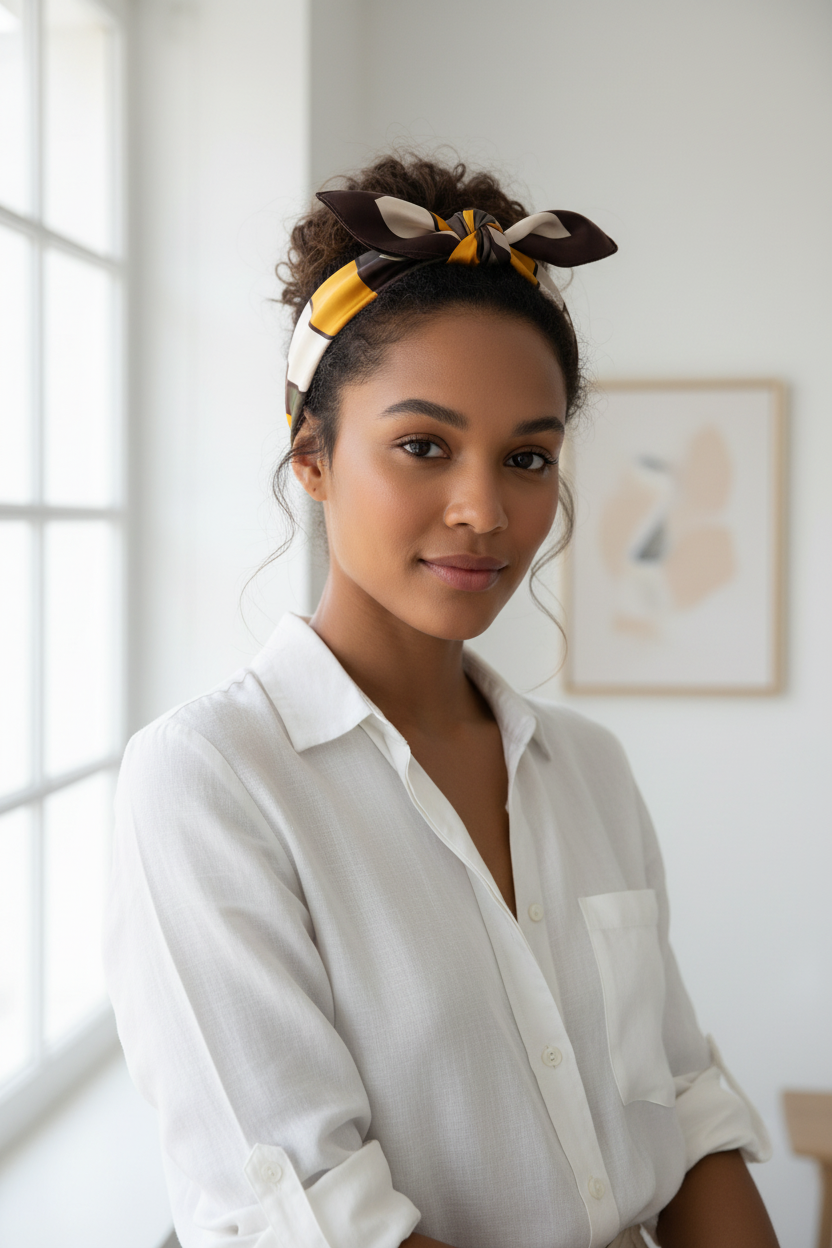 Retro Color Block Scarf — Hair