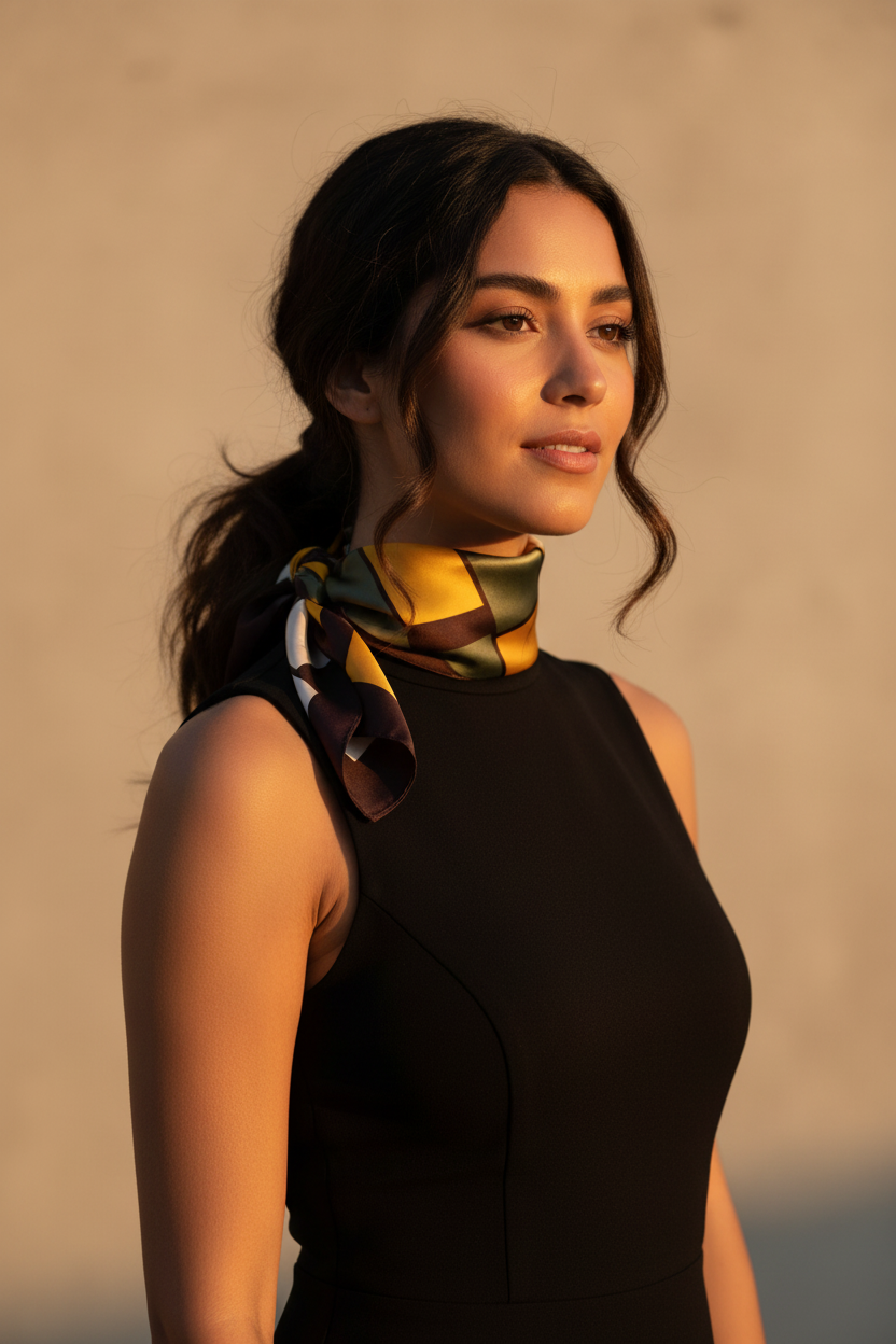 Retro Color Block Scarf — Ponytail