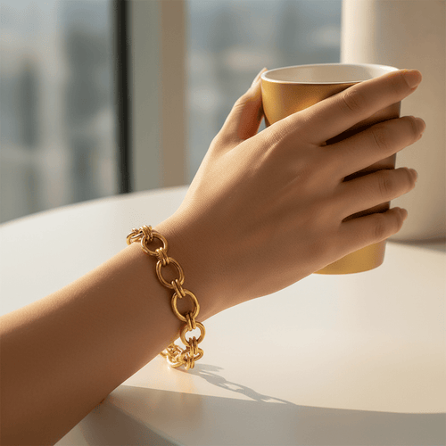 Chunky Double - Ring Rolo Chain Bracelet | 18K Gold | The PM Edit - The PM Edit