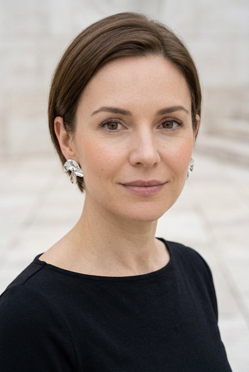 Sculptural flower studs — Silver portrait