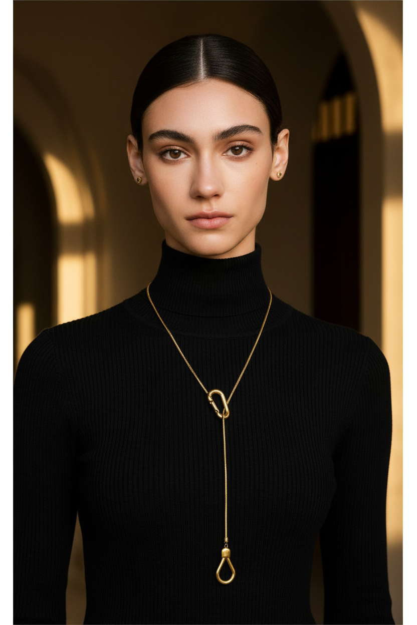 Sculptural Lariat Gold - Lifestyle