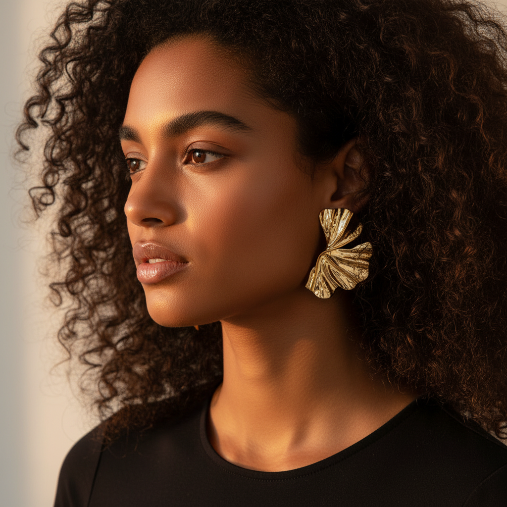Sculptural Petal Earrings - Gold New