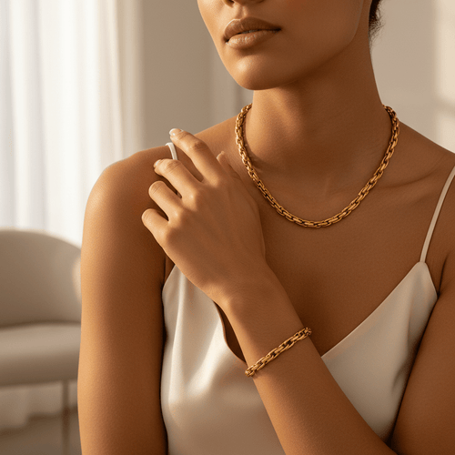 Double Link Chain Necklace & Bracelet | 18K Gold Plated Stainless Steel | The PM Edit - The PM Edit