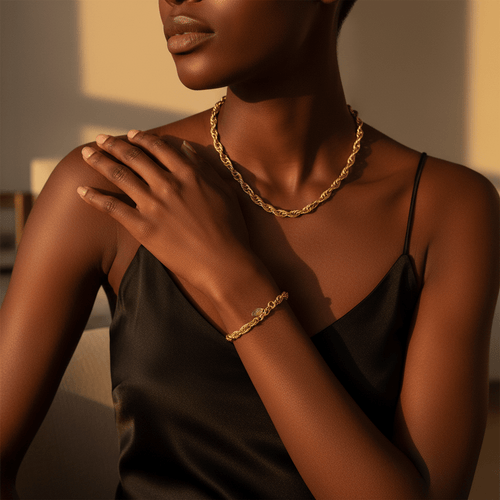 Twisted Rope Chain Necklace & Bracelet | 18K Gold Plated Stainless Steel | The PM Edit - The PM Edit