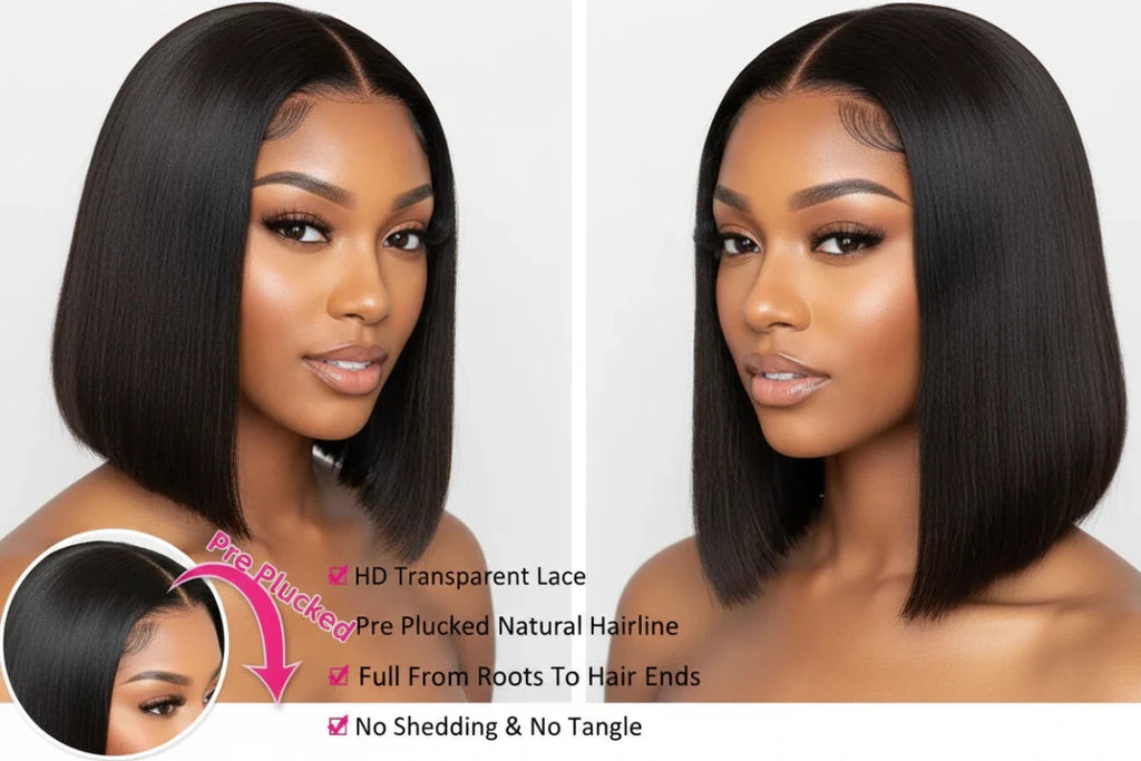 8 inch 5x5 HD lace front bob wig | 180% Density | 100% Human Hair - The PM Edit