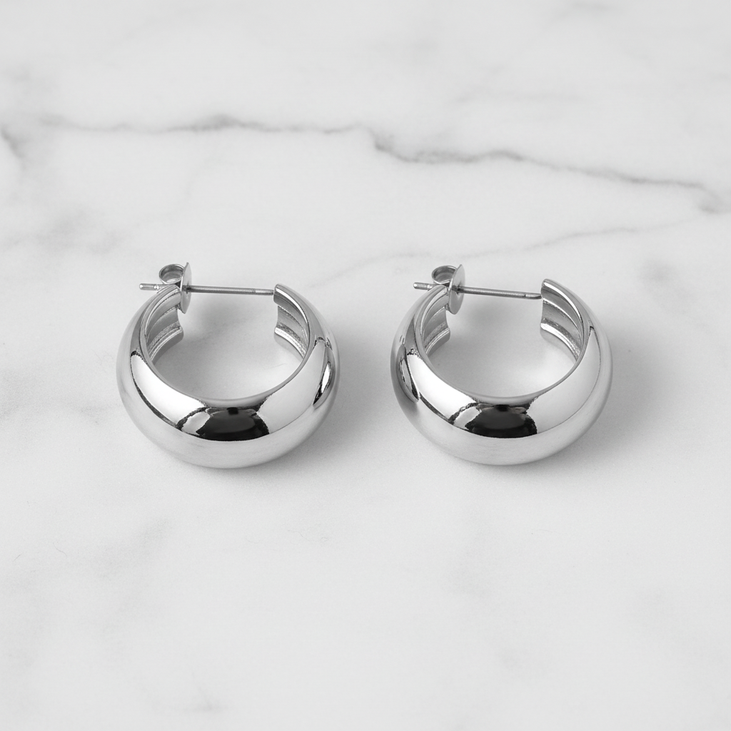 Silver Dome Hoop Flat Lay