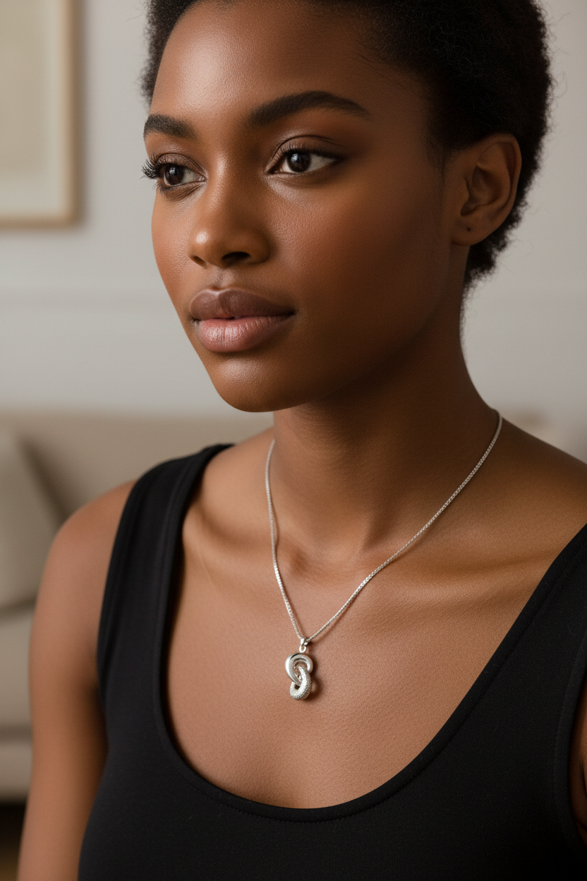 Silver pendant necklace lifestyle image