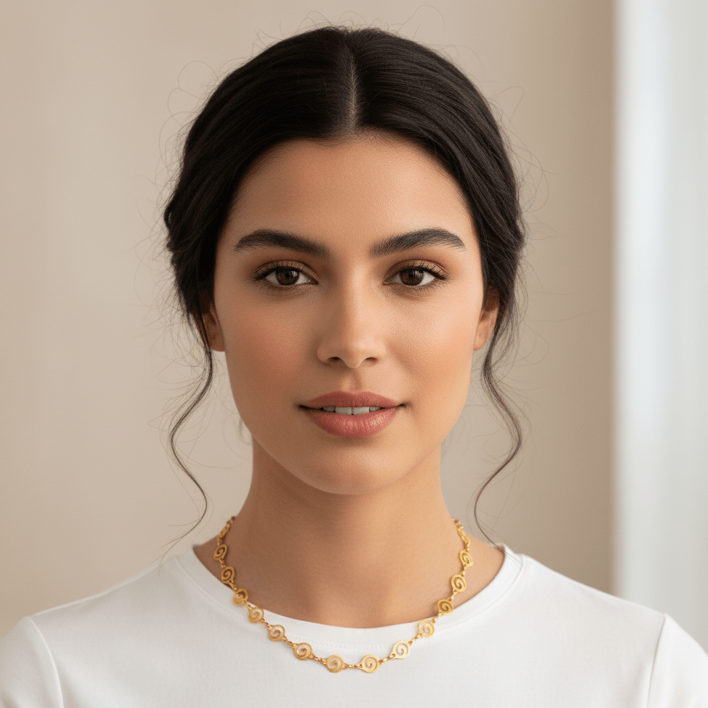 Gold Spiral Swirl Link Chain Necklace | 18K PVD Stainless Steel Statement Jewelry - The PM Edit