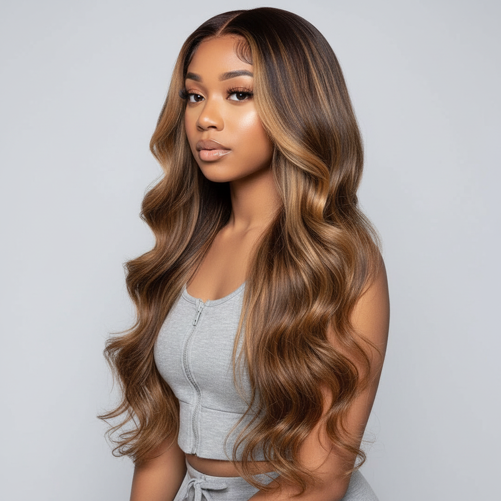 13X6 P4/27 BODYWAVE OMBRE HIGHLIGHT WIG| HD LACE| 100% HUMAN HAIR | 180% Density