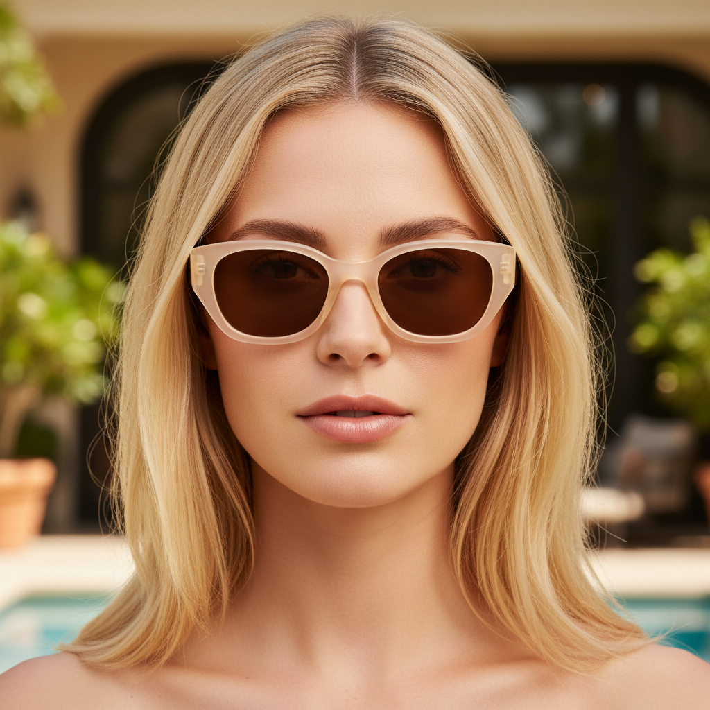 Sunglasses - Beige White Model