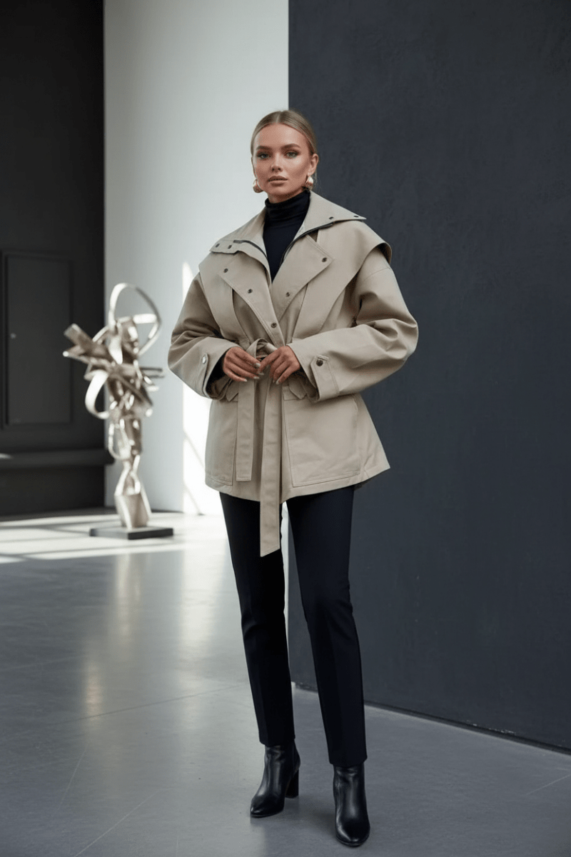 Tie Waist Snap Down Trench Coat - The PM Edit