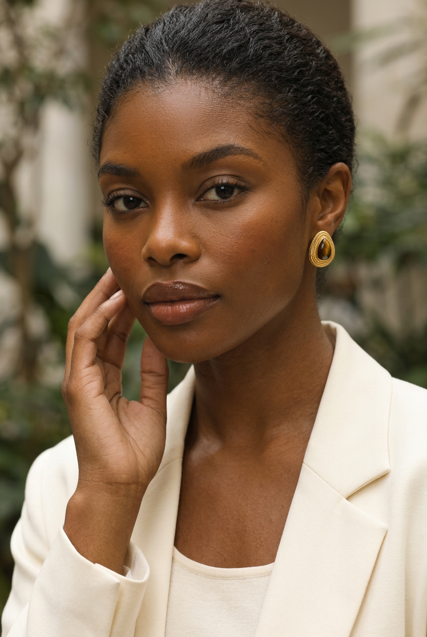 Tiger teardrop studs — Black model