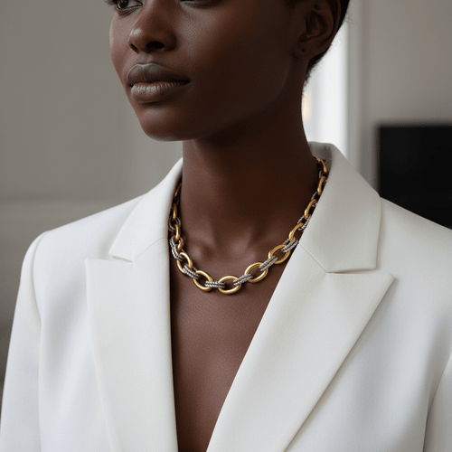 Two - Tone Chunky Chain Necklace | Gold & Silver Rope Links | The PM Edit - The PM Edit