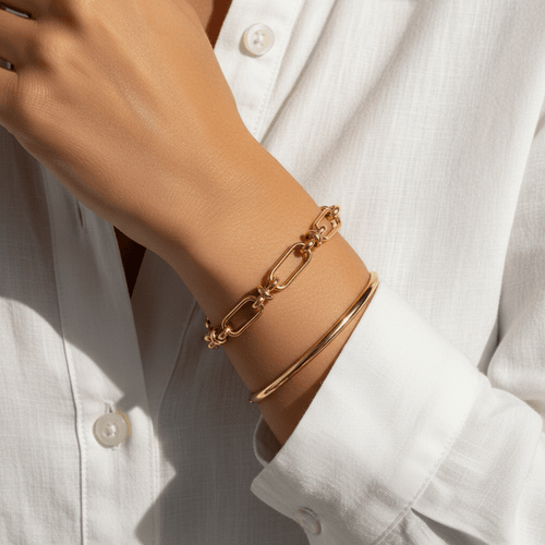 U - Link Barrel Connector Chain Bracelet | 18K Gold | The PM Edit - The PM Edit