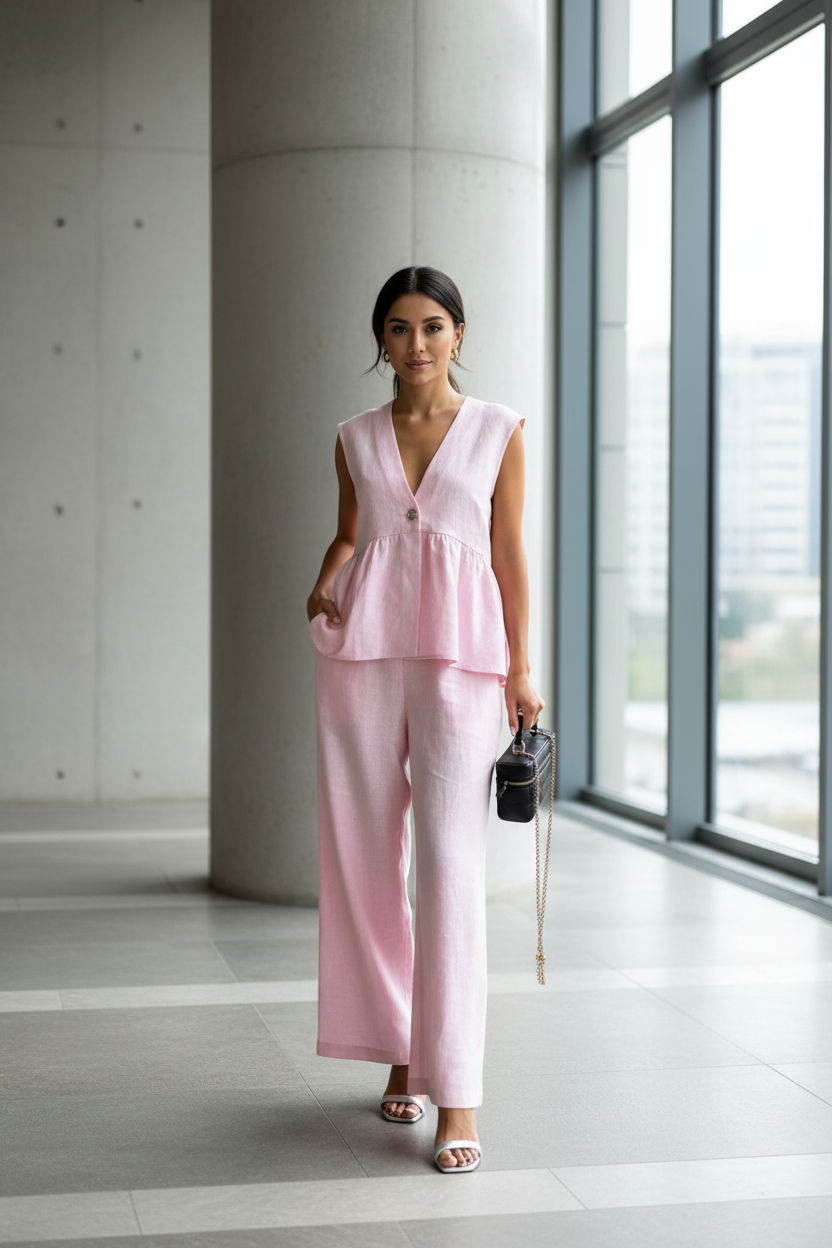 V-Neck Vest and Pants Set