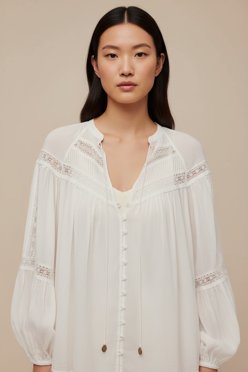 White lace blouse front detail