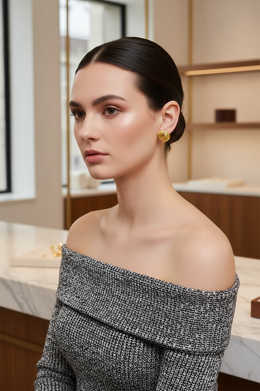 White model stud earring image 1