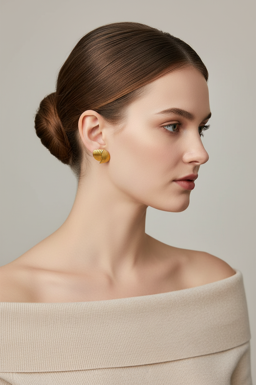 White model stud earring image 2