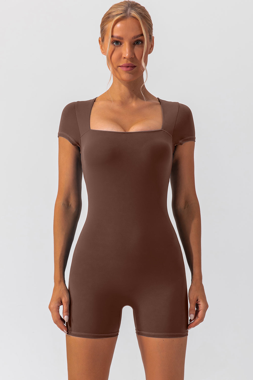 Square Neck Short Sleeve Active Romper